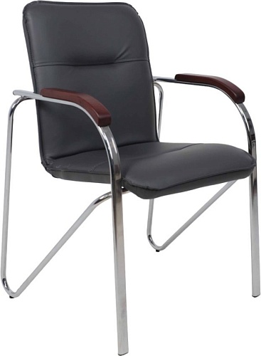 Офисный стул AksHome Samba Aks-1 (Pegasso темно-серый/подлокотники дерево темное)