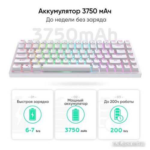 Клавиатура Royal Kludge RK84 RGB (белый, RK Red)