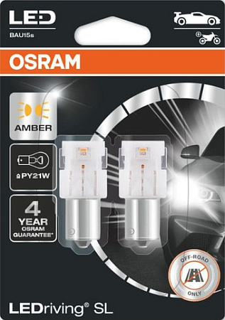 Светодиодная лампа Osram PY21W LEDriving Amber 2шт