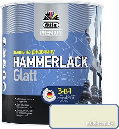 Эмаль Dufa Hammerlack на ржавчину гладкая RAL1015 (2 л, слоновая кость)