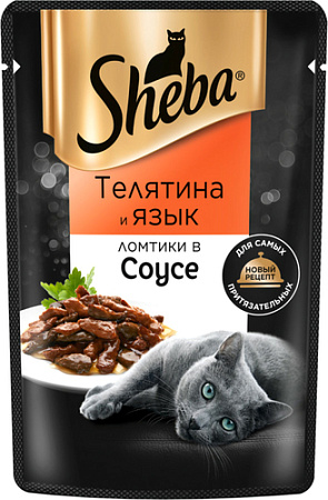 Пресервы Sheba Ломтики в соусе. Телятина и язык 75 г