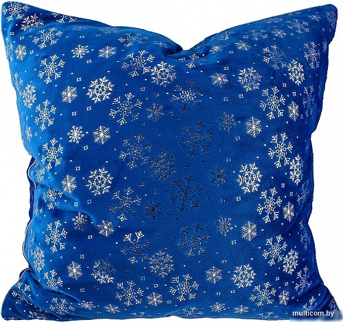 Декоративная подушка Домашняя Мода Новогодний принт (50х50, синий)
