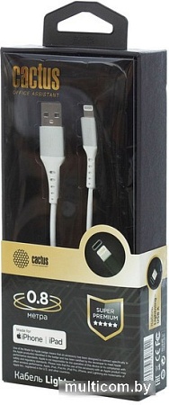 Кабель CACTUS USB Type-A - Lightning CS-LG.USB.A-0.8 (0.8 м, белый)