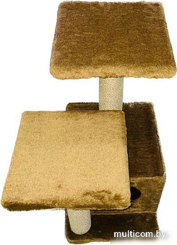 Домик ZooExpress Куб 2 полки 2 входа 81163 (мех/джут)