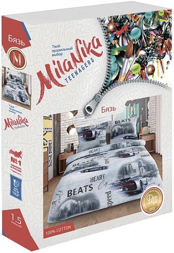 Постельное белье Миланика Адреналин 1.5сп подростковый с наволочкой 70x70 (бязь)