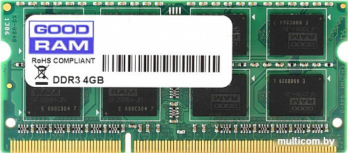 Оперативная память GOODRAM 4GB DDR3 SO-DIMM PC3-12800 [GR1600S3V64L11/4G]