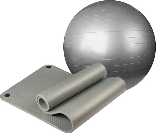 Набор для йоги Sundays Fitness Фитбол IR97402-75 + Коврик 1см IR97506 (серебристый, серый)