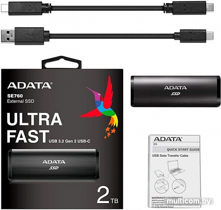 Внешний накопитель A-Data SE760 256GB ASE760-256GU32G2-CBK (черный)