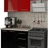 Кухня Кастанье Марта 1.5 (красный китайский глянец/черный глянец)
