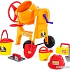 Бетономешалка игрушечная Полесье Бетономешалка Construct + набор каменщика №7 50649