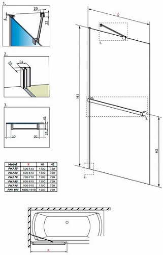 Шторка Radaway Idea PNJ 80 с полотенцедержателем