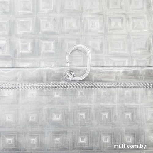 Шторка-занавеска для ванны Вилина Кристалл Peva. 3D квадраты 7179-10313-1 180x180 (прозрачный)