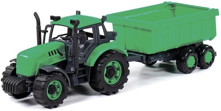 Трактор Полесье Прогресс с прицепом 94186 (зеленый)