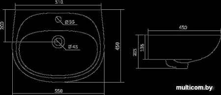 Умывальник Santek Анимо 55x45 (1WH110502)