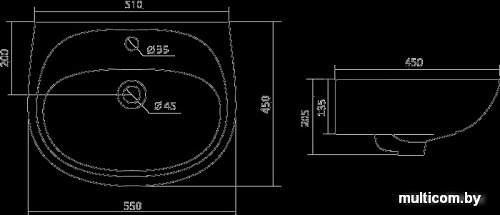 Умывальник Santek Анимо 55x45 (1WH110502)