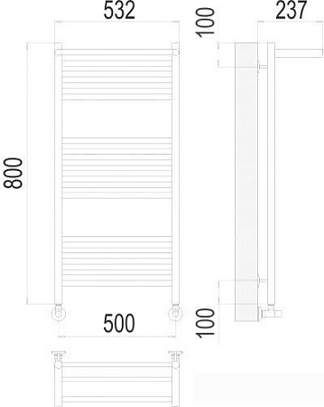 Полотенцесушитель TERMINUS Аврора П16 500x800 с полкой нп