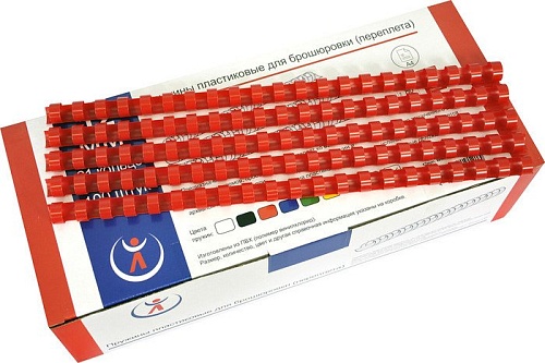 Пластиковая пружина для переплета РеалИСТ Пластик 16 мм (красный)