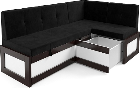 Угловой диван Мебель-АРС Нотис 191х82х116 см M11-27-9 (велюр черный НВ-178/17)