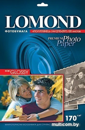 Фотобумага Lomond Полуглянцевая A4 170 г/кв.м. 20 л (1101305)