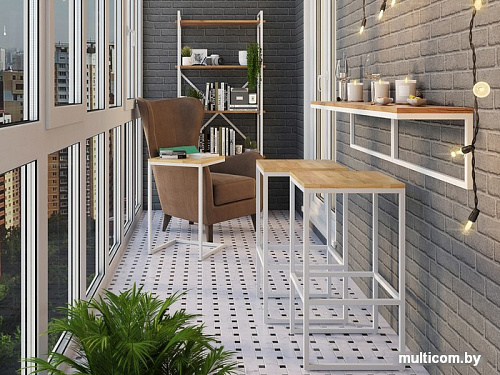 Полка LoftyHome Флэт (натуральный/белый)