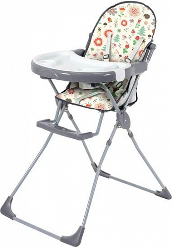 Стульчик для кормления Polini Kids 152 (лесные друзья, серый)