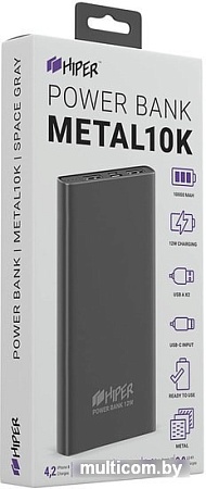 Портативное зарядное устройство Hiper Metal10K (серый)