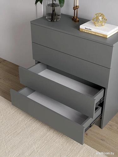 Комод Горизонт Нео 760 4 ящика (серый графит)