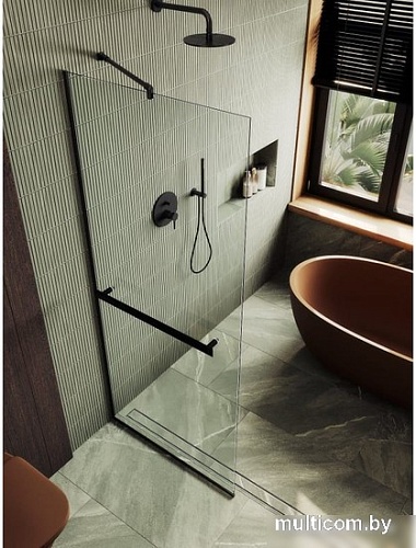 Душевая стенка MaybahGlass 195x89 MGD-732-6у (прозрачное стекло/черный)