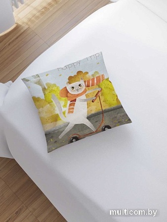 Чехол на подушку JoyArty Кот на самокате sl_79809