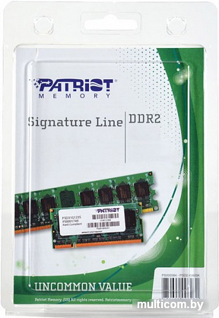Оперативная память Patriot Signature 2GB DDR2 PC2-6400 (PSD22G80026)