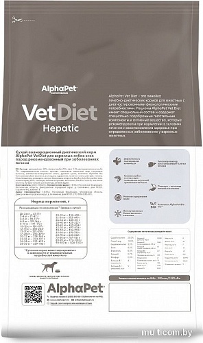 Сухой корм для собак AlphaPet VetDiet Hepatic для взрослых собак 2 кг