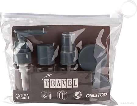 Набор флаконов для косметики Onlytop В чехле 7583957 (6шт, прозрачный/серый)