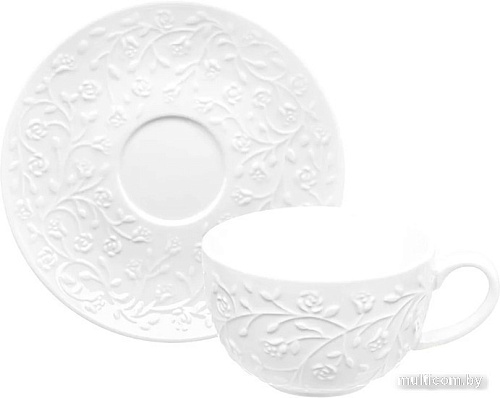 Чашка с блюдцем Elan Gallery Веточки-цветочки 630058