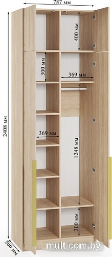Шкаф распашной Soma Lord Gold 2-х створчатый 80x240 (дуб сонома)