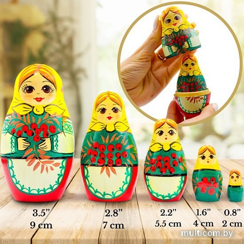 Развивающая игра Брестская Матрешка С ягодами рябины (набор 5 шт)