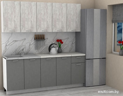 Готовая кухня ЭлиГард Lion 2.0 (ледяное дерево/дымчатый алмаз/королевский опал)