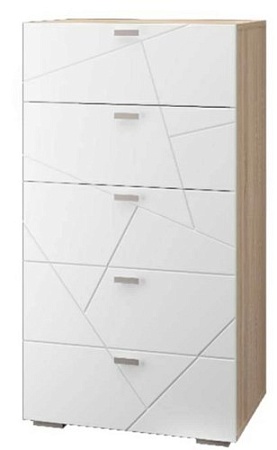 Комод MLK Скайлайн 5 ящиков (дуб сонома светлый-белый шагрень)
