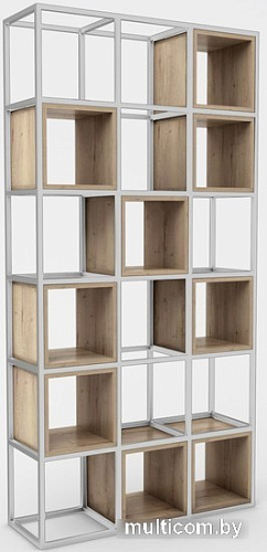 Стеллаж Hype Mebel Грос 105x210 (белый/дуб галифакс натуральный)