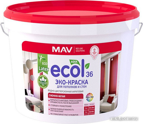 Краска Ecol 36 ВД-АК-2036 1 л (снежно-белый матовый)