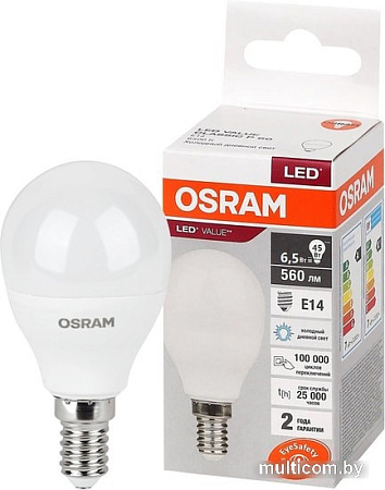 Светодиодная лампа Osram LV CL P60 7 SW/865 230V E14 10X1 RU
