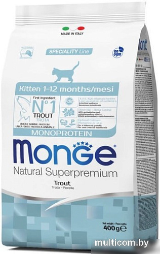 Сухой корм для кошек Monge Kitten Monoprotein Trout 400 г