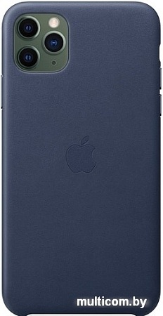 Чехол Apple Leather Case для iPhone 11 Pro Max (темно-синий)