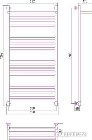 Полотенцесушитель Сунержа Богема с полкой+ 1200x600 00-0223-1260