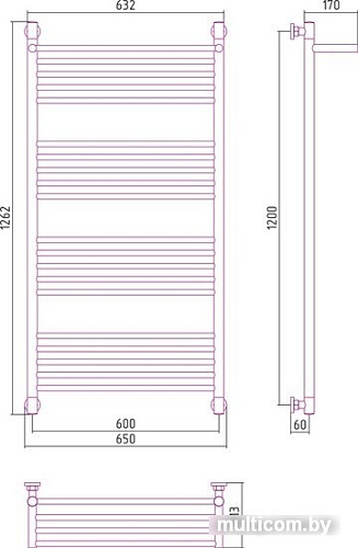 Полотенцесушитель Сунержа Богема с полкой+ 1200x600 00-0223-1260