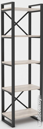 Стеллаж Hype Mebel Стандарт 50x170 (черный/древесина белая)
