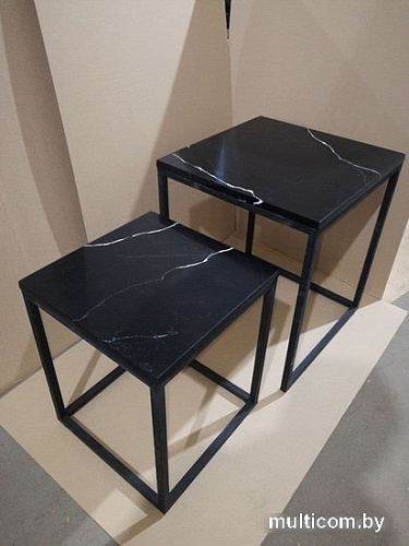 Журнальный столик LoftyHome Годмар 5 1627380 (мрамор блэк/черный)