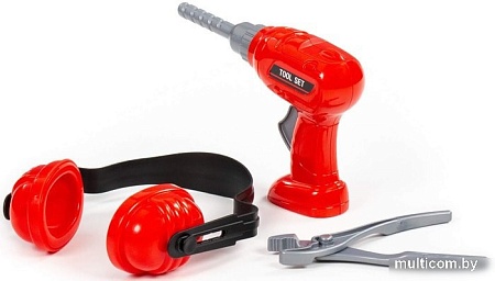 Набор инструментов игрушечных Полесье №21 91093 (шуруповерт, наушники, плоскогубцы)