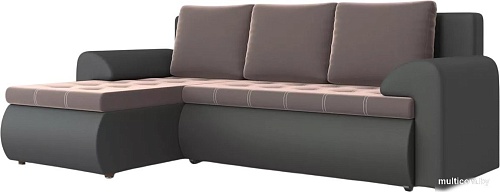 Угловой диван Stolline Ванкувер 08 левый (экокожа черная/велюр коричневый)