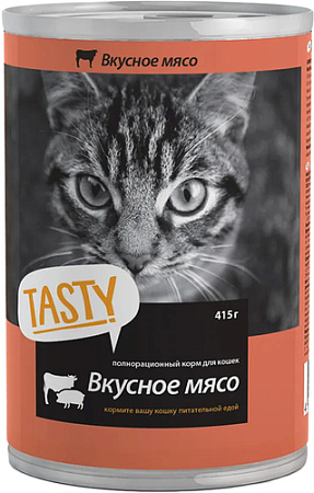 Консервированный корм для кошек Tasty мясное ассорти в соусе 415 г