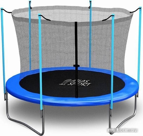 Батут Atlas Sport 252 см - 8ft (с лестницей, внутренняя сетка, синий)